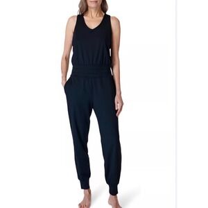 Sweaty Betty Gaia Jumpsuit Black Sleeveless Racerback Jogger SB5694B Womens S